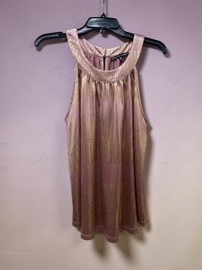 Metallic Rose Gold Halter Tank Top